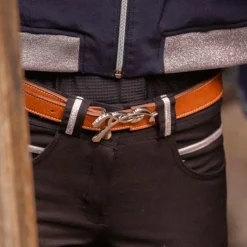 Ceintures*Pénélope - Ceinture femme Signature cognac/ argent Marron