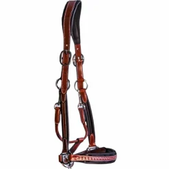 Élevage|Licols En Cuir*Pénélope - Licol cheval cuir Point Sellier noisette Marron