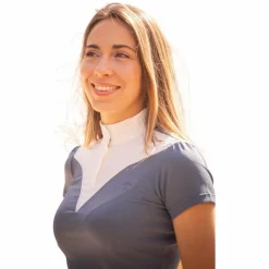 Polos Et Chemises*Pénélope - Polo de concours manches courtes femme Las Honey bering sea Bleu