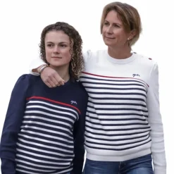 Outlet - Pull manches longues femme Maelle écru / marine / rouge Pulls Et Gilets