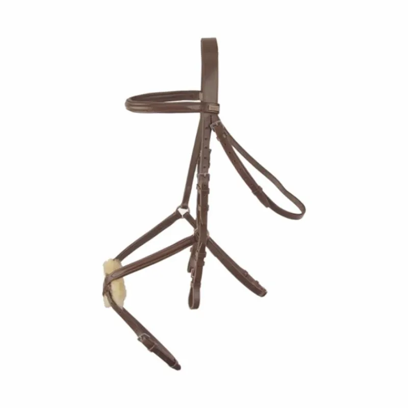 Bridons Poneys|Bridons*TdeT - Bridon avec rênes Sisley muserolle croisée tabac