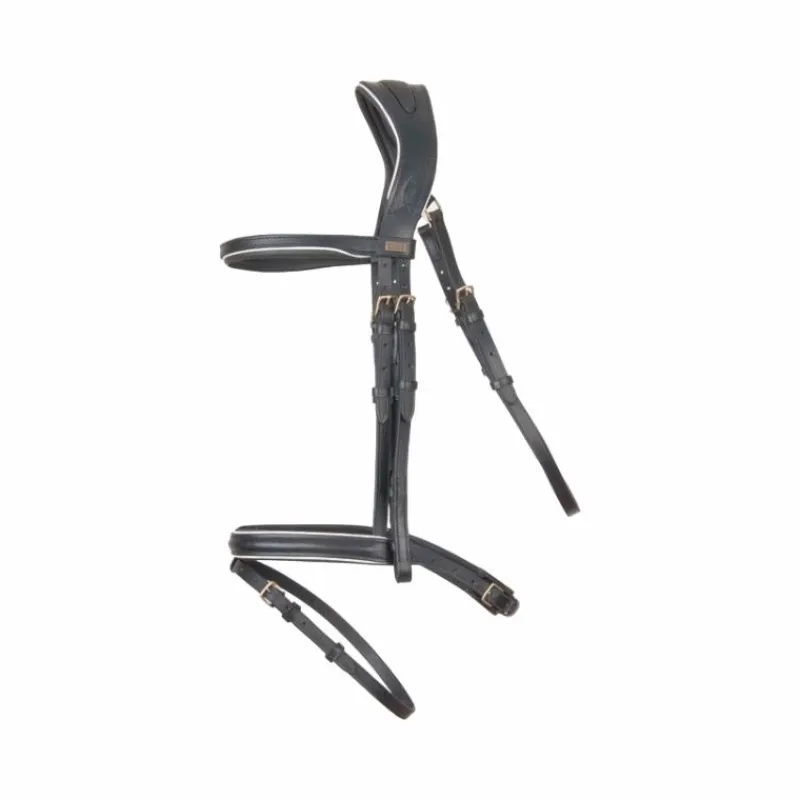 Bridons Poneys|Bridons*TdeT - Bridon et rênes têtière anatomique Velazquez noir/blanc