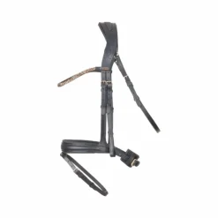 New - Bridon et rênes têtière anatomique Hopper noir/dore Bridons Poneys|Bridons