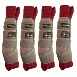 Outlet - Guêtres d'écurie gris/bordeaux x4 Guêtres D'Écurie