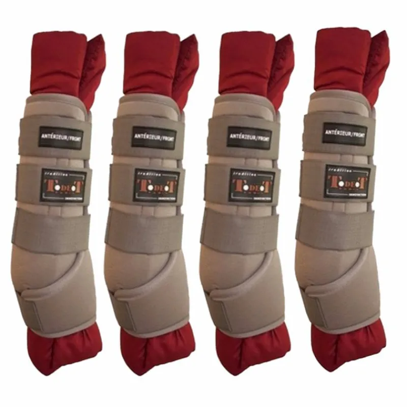 Outlet - Guêtres d'écurie gris/bordeaux x4 Guêtres D'Écurie