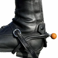 New - Éperons en cuir avec embout en sphère bois junior Éperons De Polo