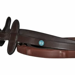 Rênes Et Arrêtoirs De Rênes*TdeT - Rênes en caoutchouc micro-picots avec arrêtoirs intégrés havane Marron