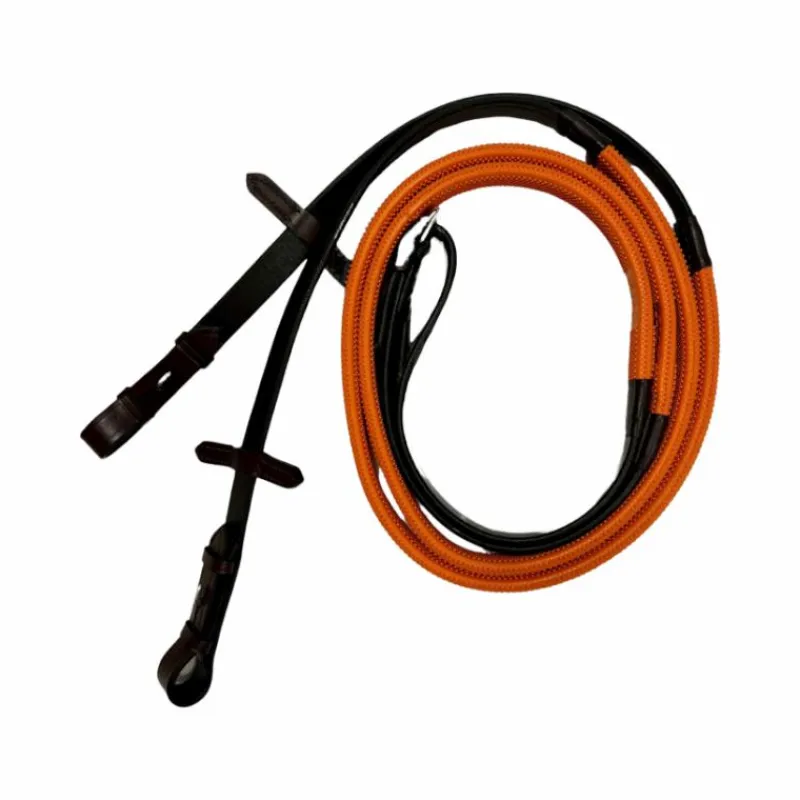 Rênes Et Arrêtoirs De Rênes*TdeT - Rênes en caoutchouc petits picots Orange